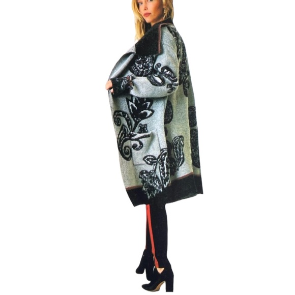 MAX SPORT Gray Multi Oversized Cardigan Sweater M NWT - Picture 6 of 8